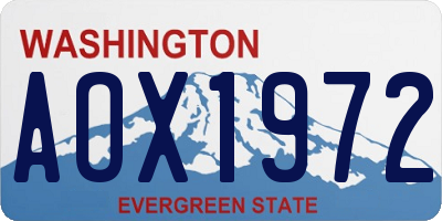 WA license plate AOX1972