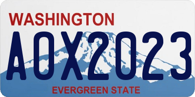 WA license plate AOX2023