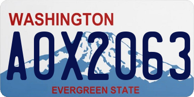 WA license plate AOX2063