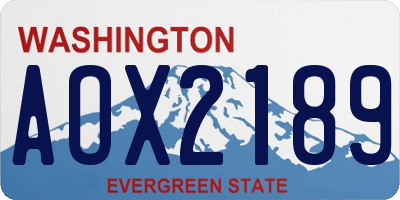 WA license plate AOX2189
