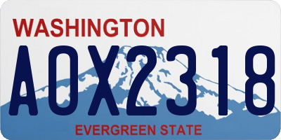 WA license plate AOX2318