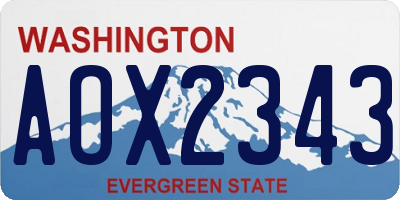 WA license plate AOX2343