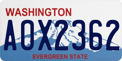 WA license plate AOX2362