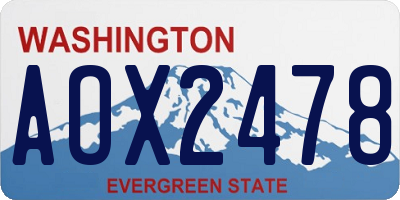 WA license plate AOX2478