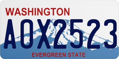 WA license plate AOX2523