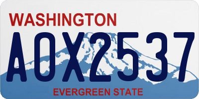 WA license plate AOX2537