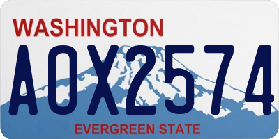 WA license plate AOX2574