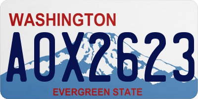 WA license plate AOX2623