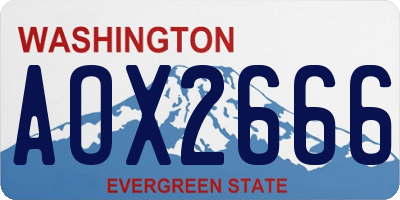 WA license plate AOX2666