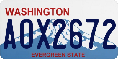 WA license plate AOX2672