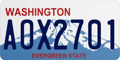 WA license plate AOX2701