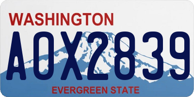 WA license plate AOX2839
