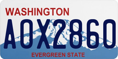 WA license plate AOX2860