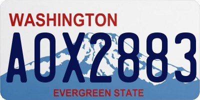 WA license plate AOX2883