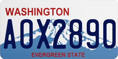 WA license plate AOX2890