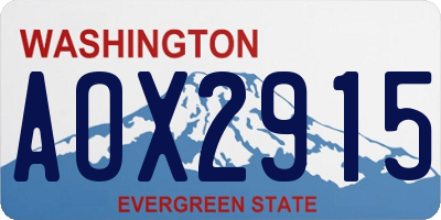 WA license plate AOX2915