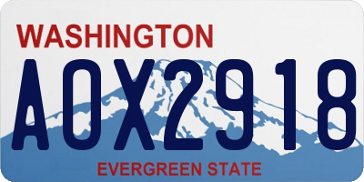 WA license plate AOX2918