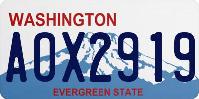 WA license plate AOX2919
