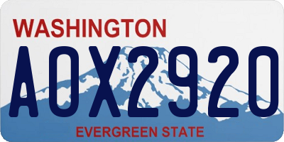 WA license plate AOX2920