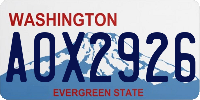 WA license plate AOX2926