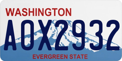 WA license plate AOX2932