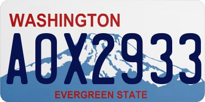 WA license plate AOX2933