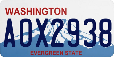 WA license plate AOX2938