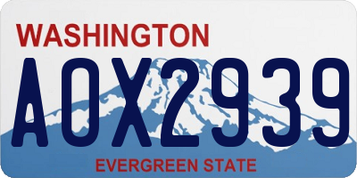 WA license plate AOX2939