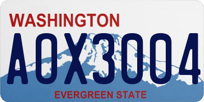 WA license plate AOX3004