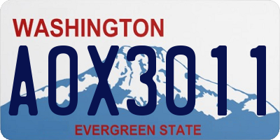 WA license plate AOX3011