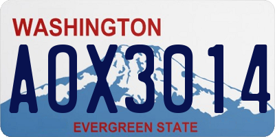 WA license plate AOX3014