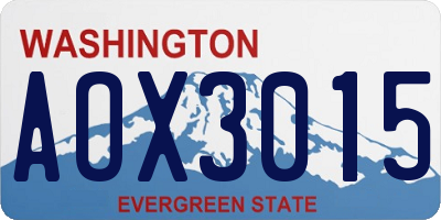 WA license plate AOX3015