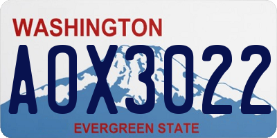 WA license plate AOX3022