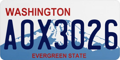 WA license plate AOX3026