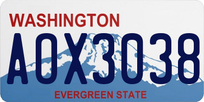 WA license plate AOX3038