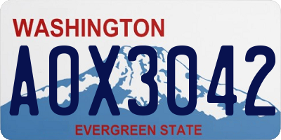 WA license plate AOX3042