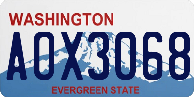 WA license plate AOX3068