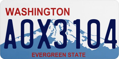 WA license plate AOX3104