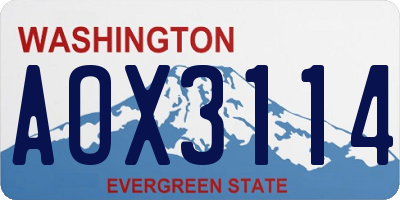 WA license plate AOX3114