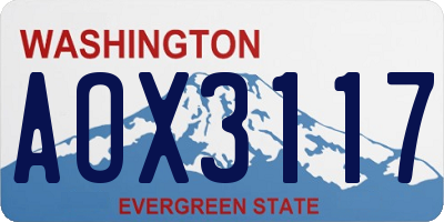 WA license plate AOX3117