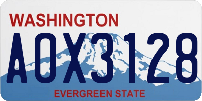 WA license plate AOX3128