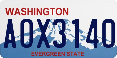 WA license plate AOX3140