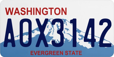 WA license plate AOX3142