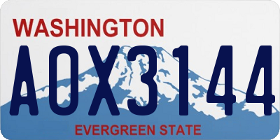 WA license plate AOX3144