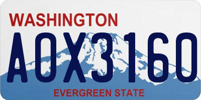 WA license plate AOX3160