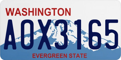 WA license plate AOX3165