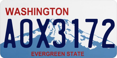 WA license plate AOX3172
