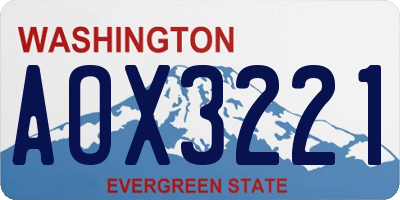 WA license plate AOX3221
