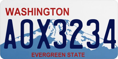 WA license plate AOX3234