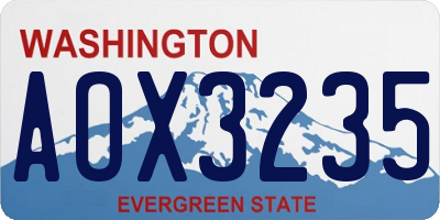 WA license plate AOX3235